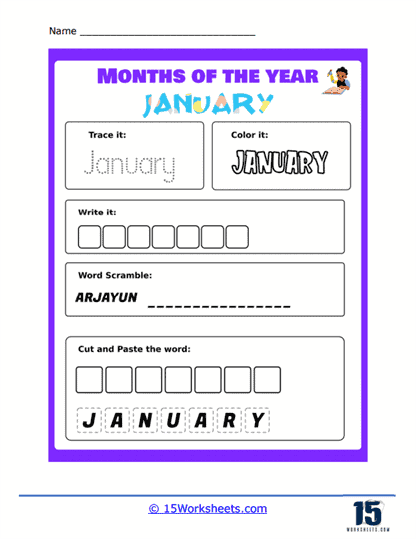 worksheet months of the year