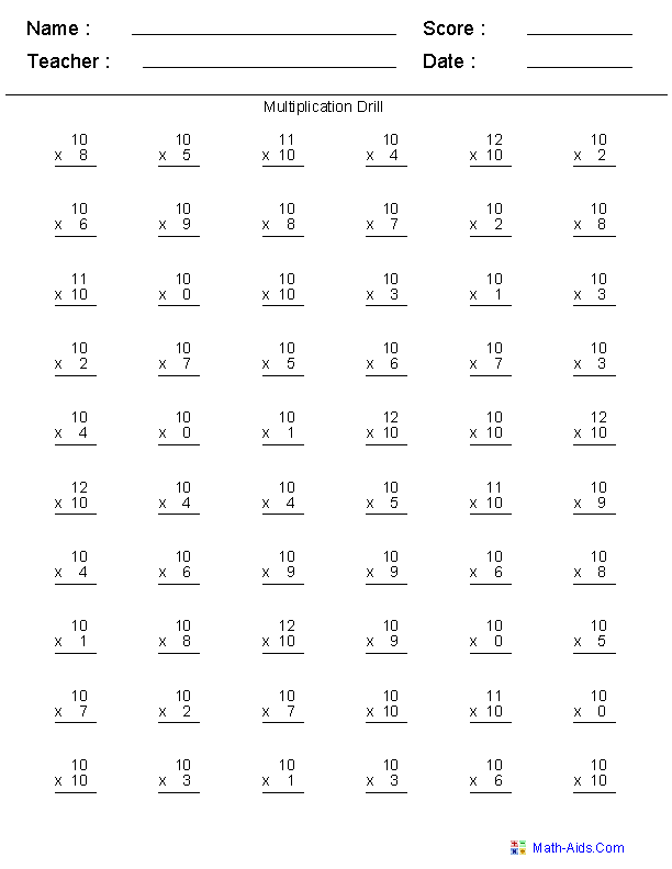 Multiplication Worksheets | Dynamically Created Multiplication ...