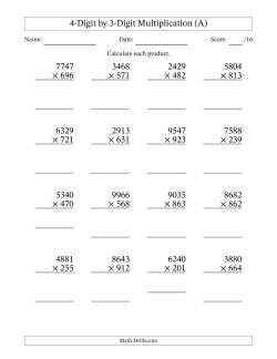 Long Multiplication Worksheets