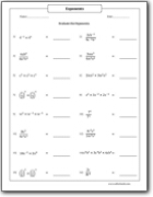 Exponents With Multiplication and Division Worksheets
