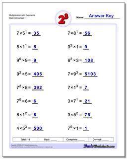 worksheet multiplying and dividing powers