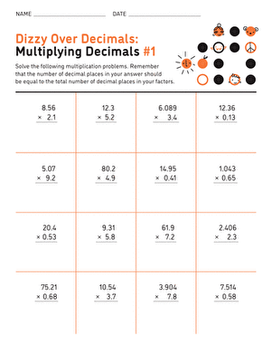 Dizzy Over Decimals: Multiplying Decimals #1 | Interactive ...