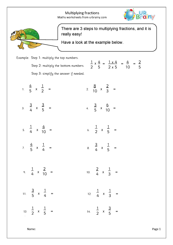 worksheet multiplying fractions