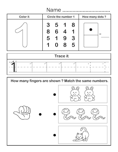Premium Vector | Printable number 1 tracing worksheet for practice ...