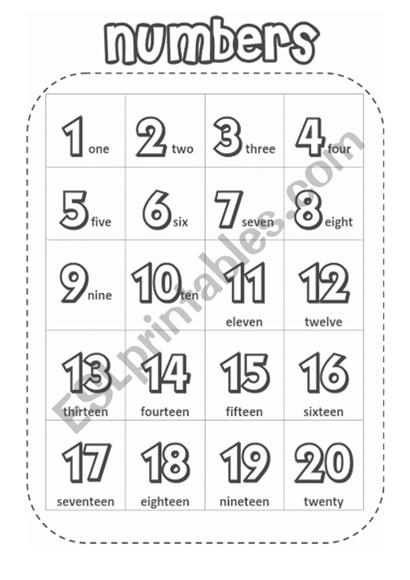 worksheet numbers 1 20