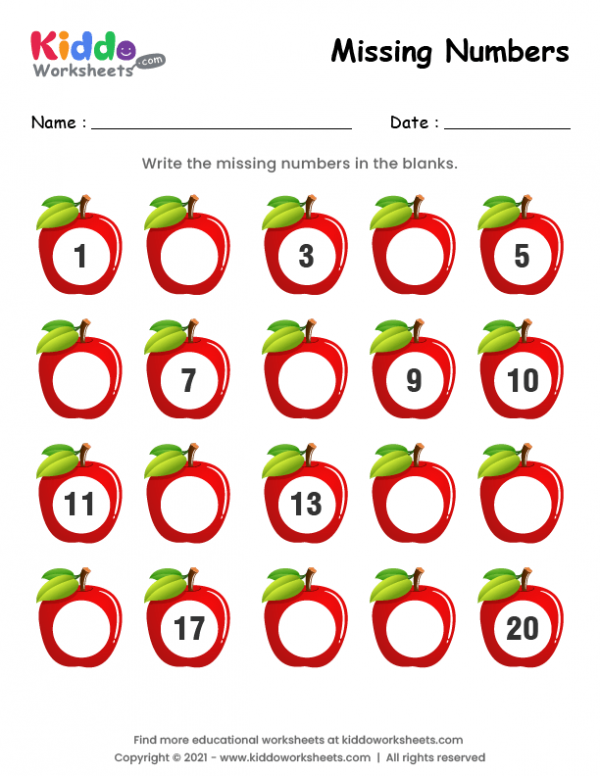 worksheet numbers 1 20