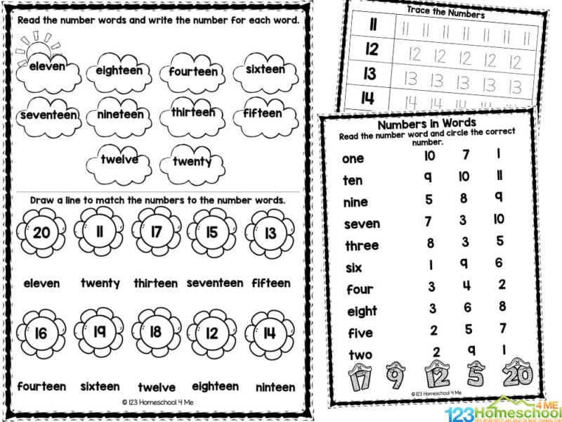 FREE Printable Numbers 1 to 20 Worksheets