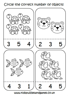 1-5 Number Match Page - Kids Puzzles and Games