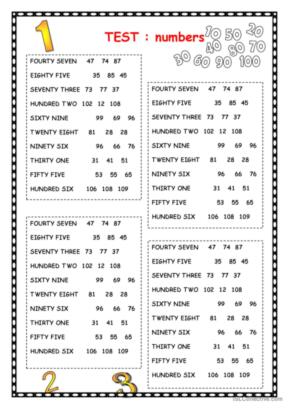 1,957 Numbers English ESL worksheets pdf &  doc