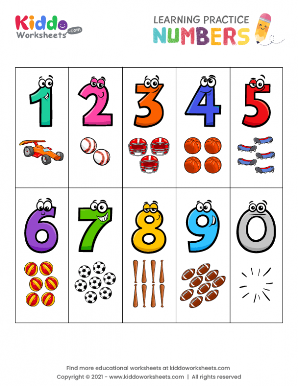 Free Printable Learning Numbers Worksheet - kiddoworksheets
