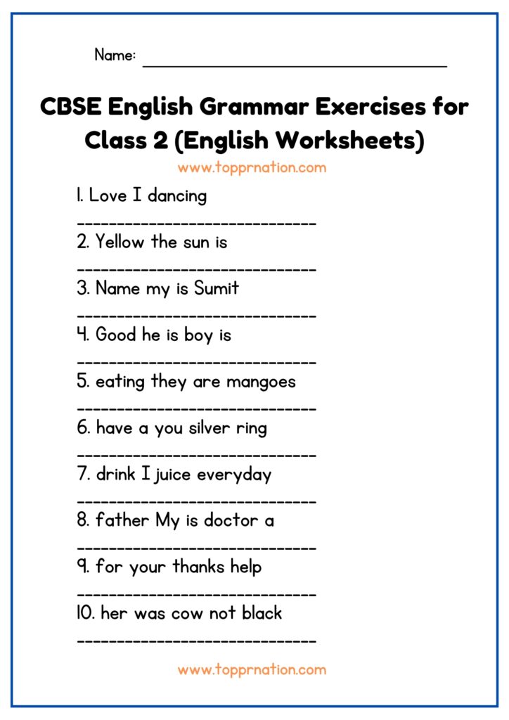 worksheet of english