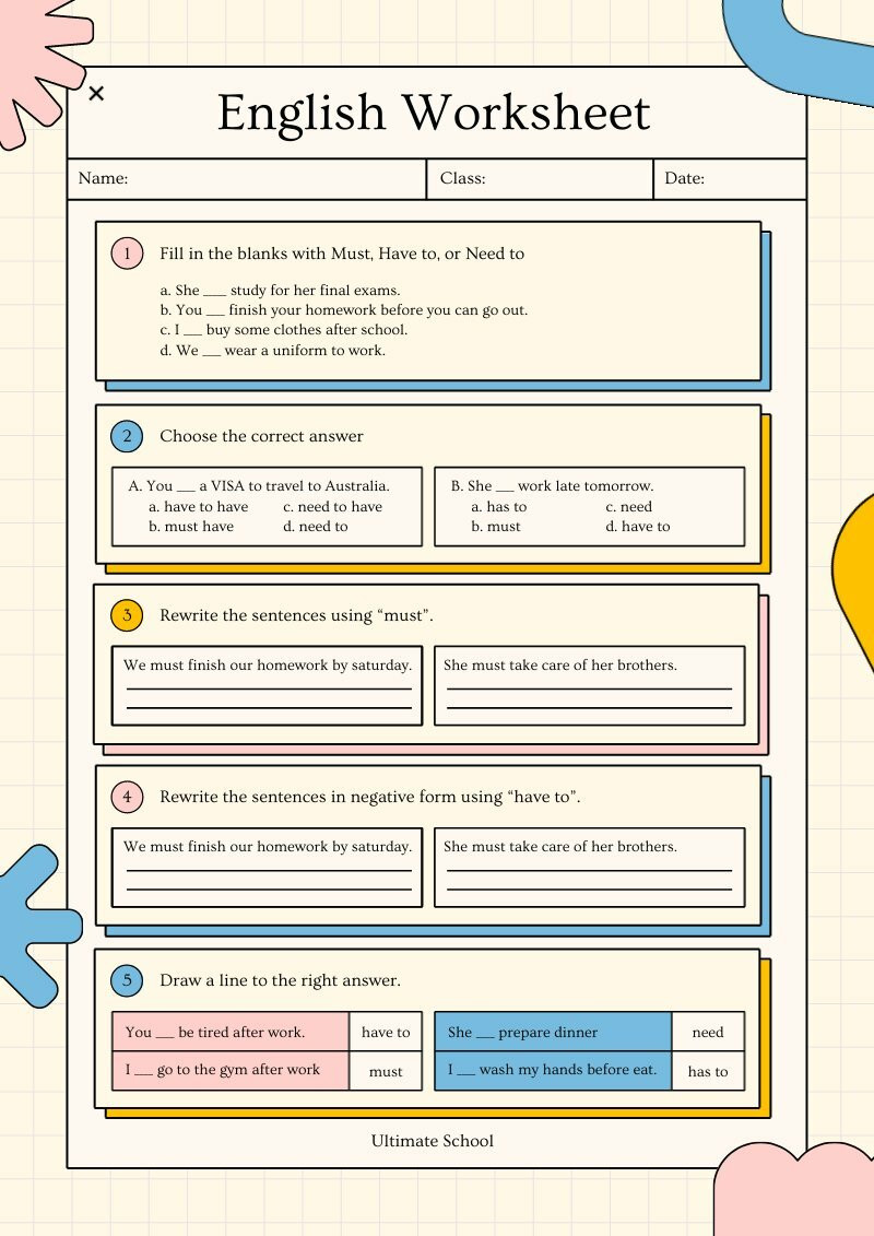 worksheet of english