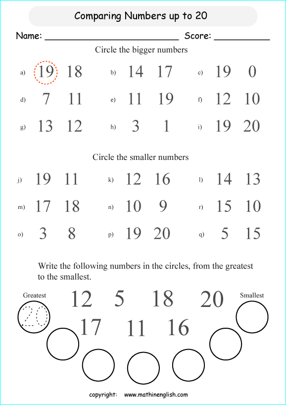worksheet of maths for class