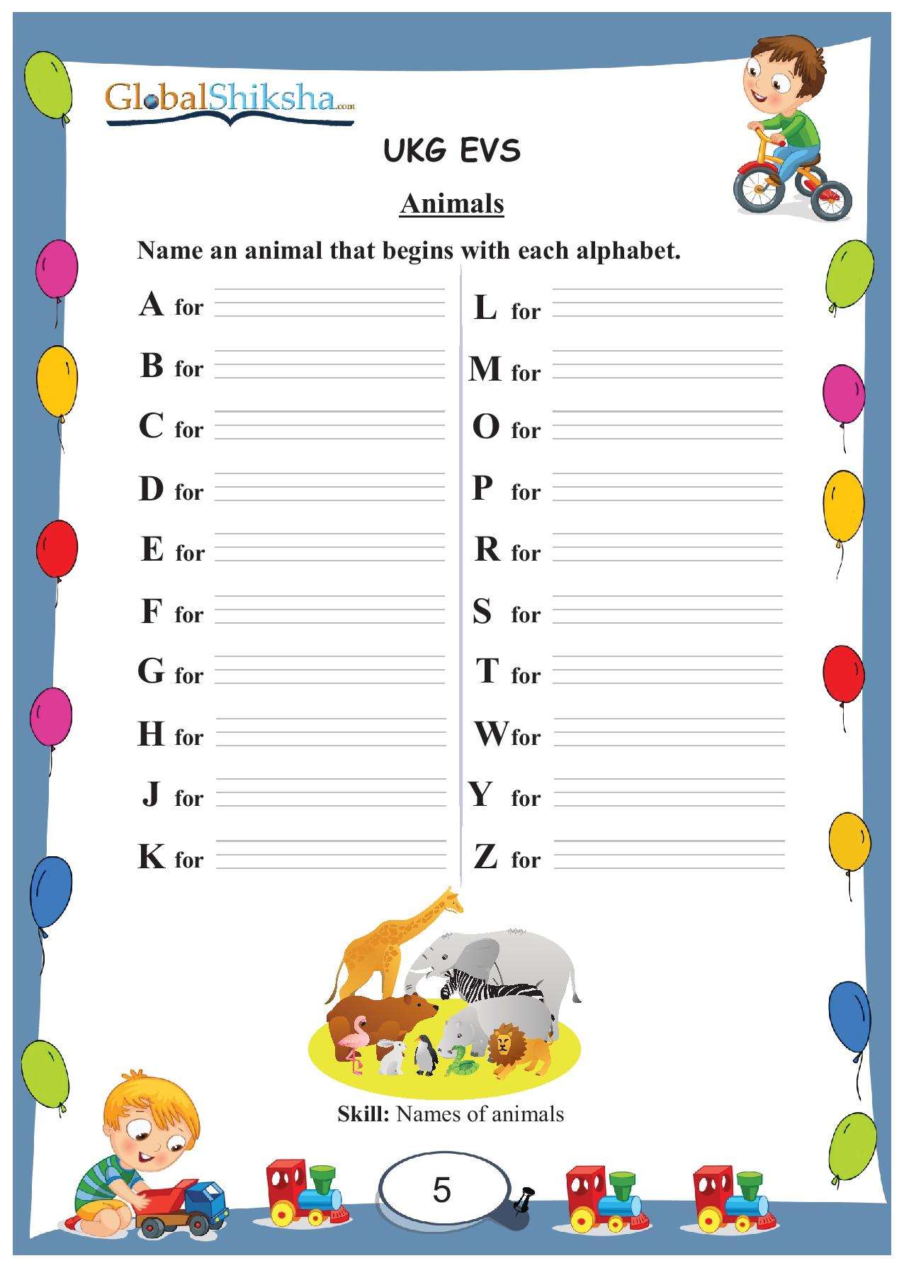 worksheet of