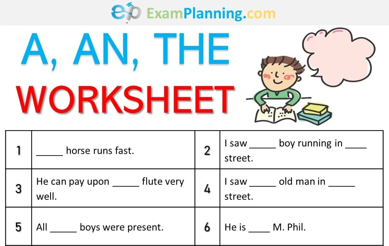 A, An, The Worksheet with Answers - ExamPlanning
