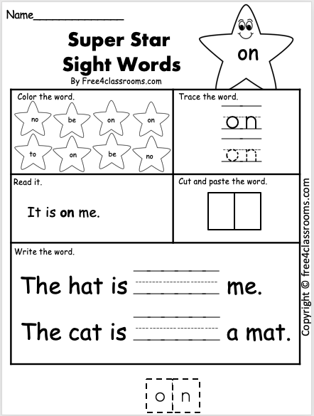 Free Sight Word Worksheet -on - Free Worksheets - Free4Classrooms