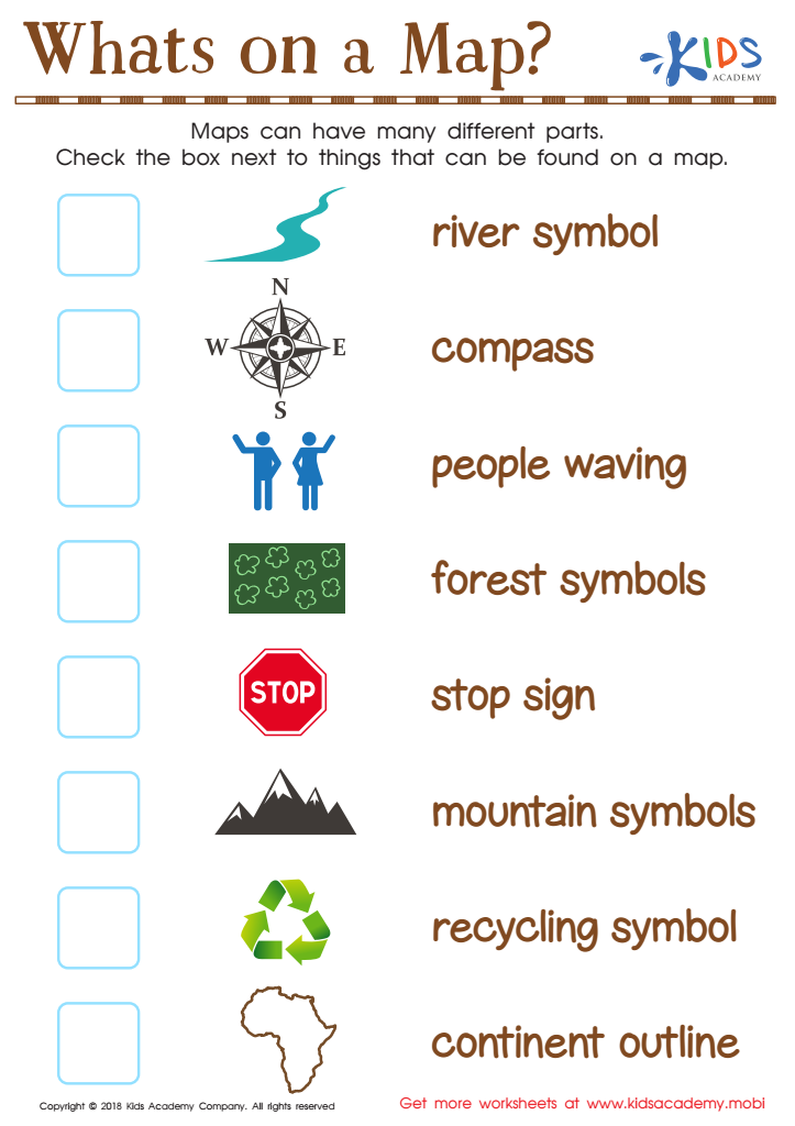 Whats on a Map? Worksheet for kids