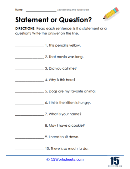 Statements and Questions Worksheets - 15 Worksheets Library