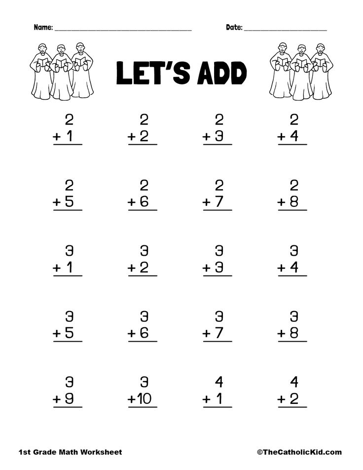Lets Add - 1st Grade Math Adding Worksheet Catholic ...