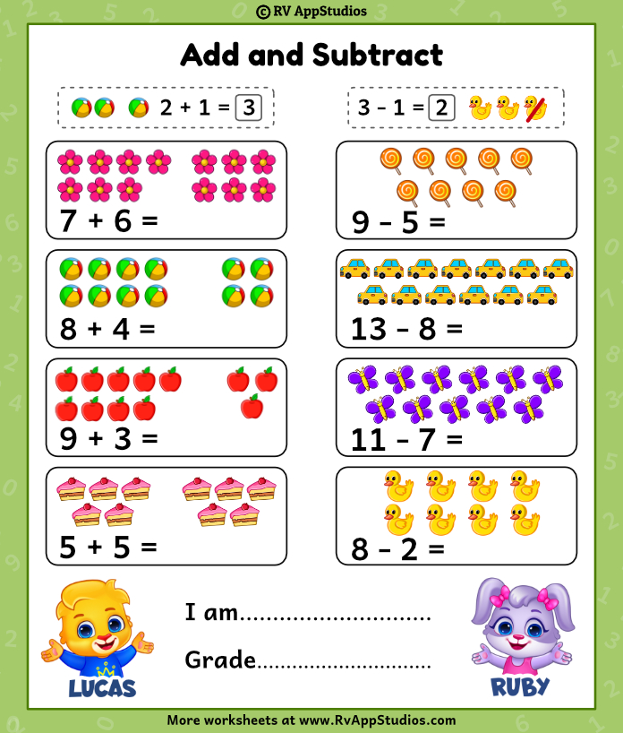 worksheet on addition and