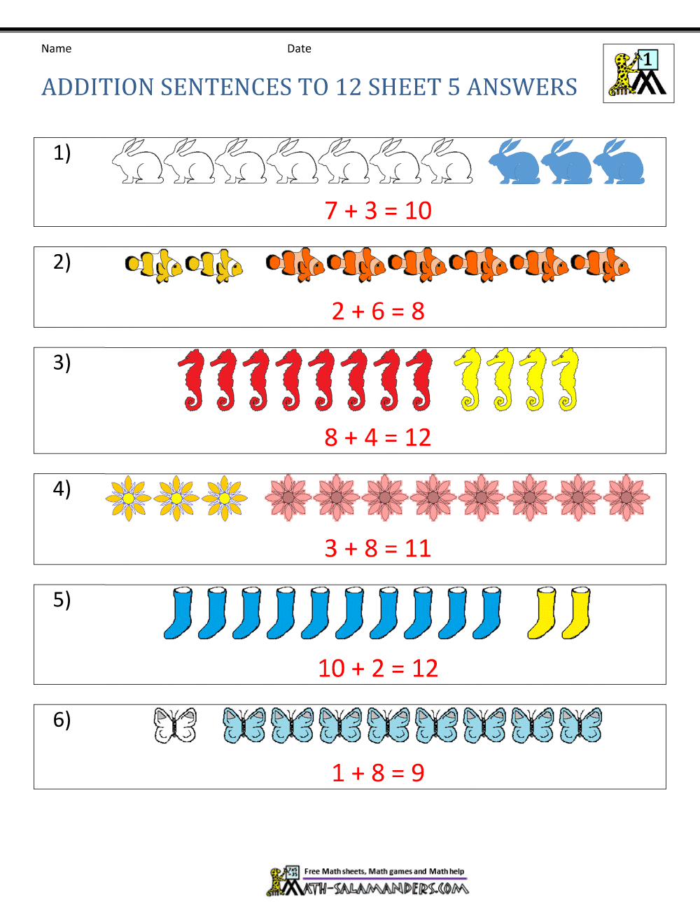 First Grade Addition Worksheets