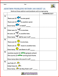 worksheet on addition word problems