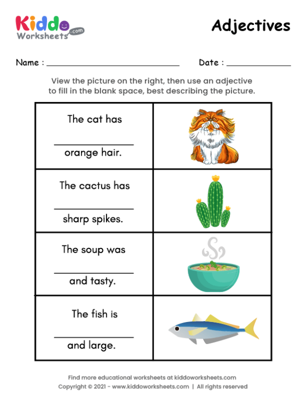 Free Printable Adjectives Worksheet 4 - kiddoworksheets