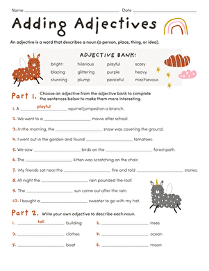 Adding Adjectives | Worksheet 