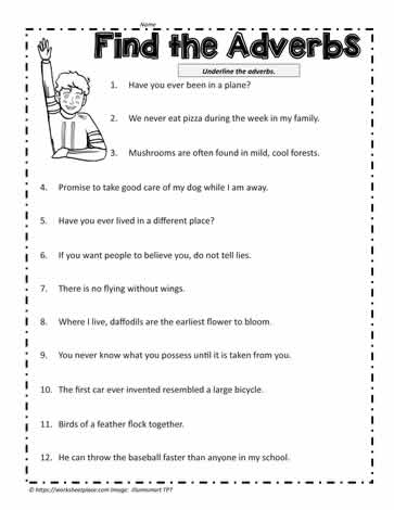 Adverb Worksheet Worksheets