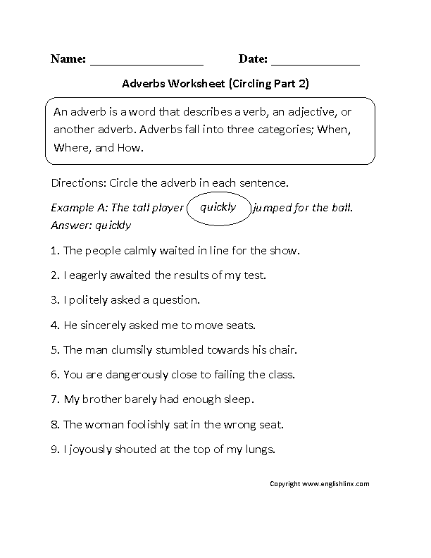 Adverbs Worksheets | Regular Adverbs Worksheets