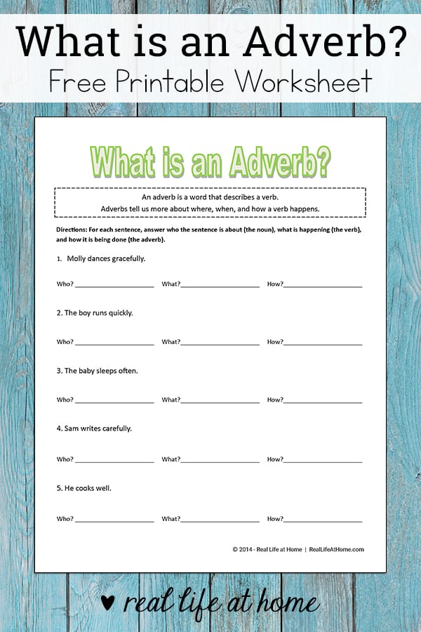 What is an Adverb? (Free Beginning Adverb Worksheet for Kids)