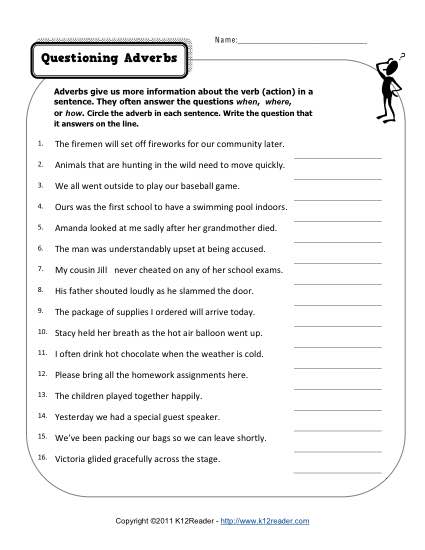 Questioning Adverbs | Free, Printable Adverb Worksheets