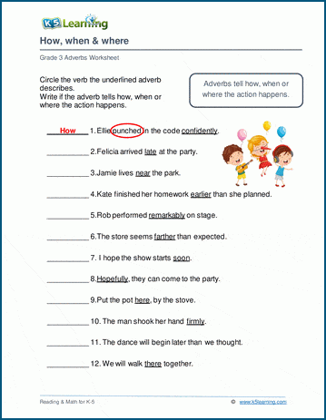 Adverb worksheets on how, when and where | Worsheets library