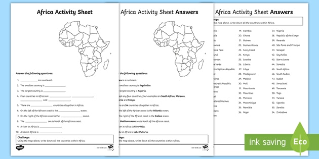 KS2 Africa Facts Worksheet - Primary Resources - Twinkl