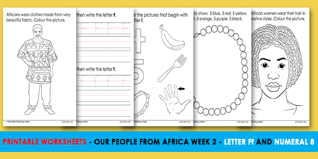 Printable Worksheets - Our People from Africa Week 2 - Letter Ff and ...