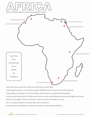 Map of Africa | Worksheet 