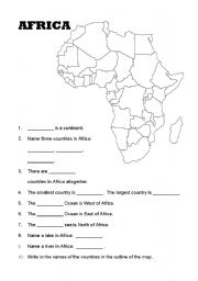 worksheet on africa