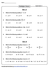 Algebra Worksheets