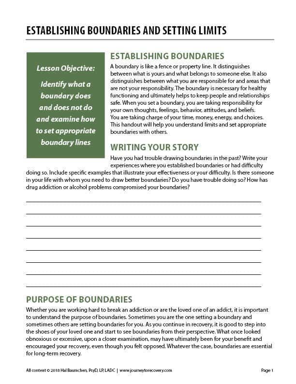 Setting Boundaries Worksheet (PDF) - Journey To Recovery