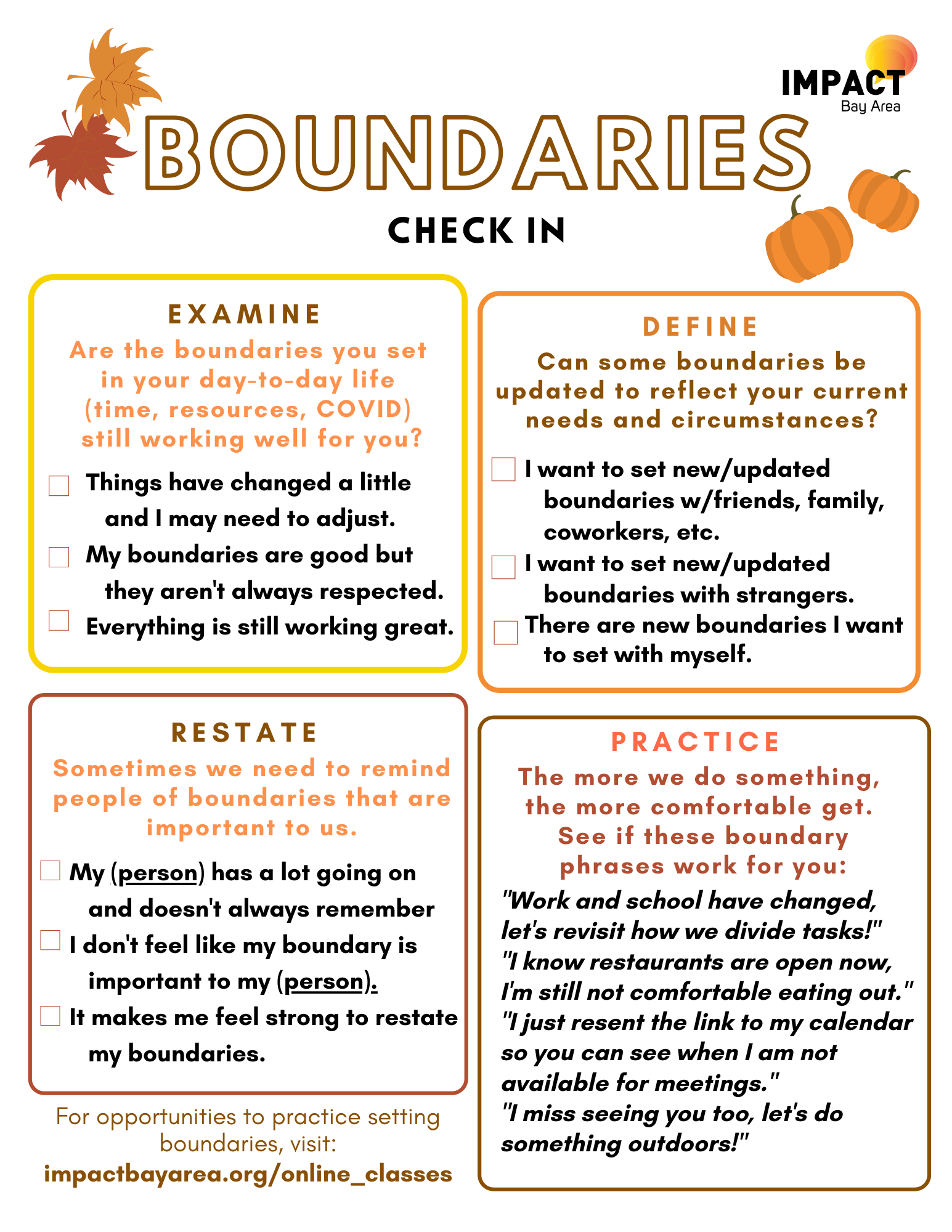 Boundaries Check In Worksheet! - IMPACT Bay Area