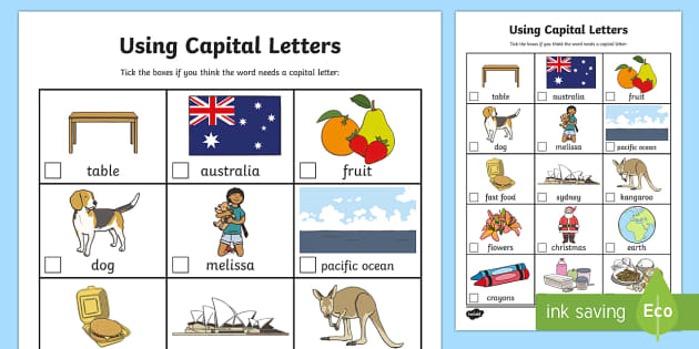 Using Capital Letters Worksheet / Worksheet (teacher made)