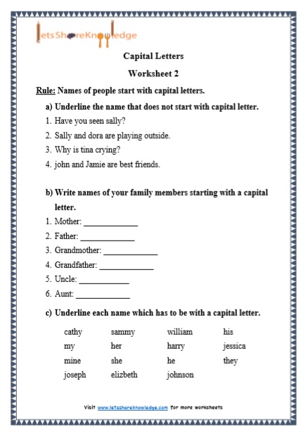 Grade 1 Grammar: Capital Letters printable worksheets - Lets Share ...