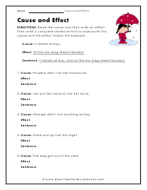 Cause and Effect Worksheets