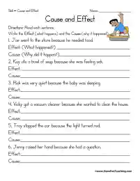 Write Cause and Effect Worksheet