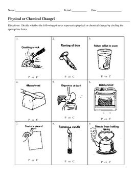Identify Chemical and Physical Changes Worksheet in 2024 ...