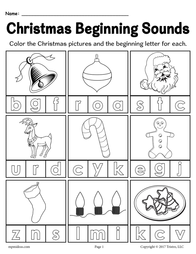 worksheet on christmas