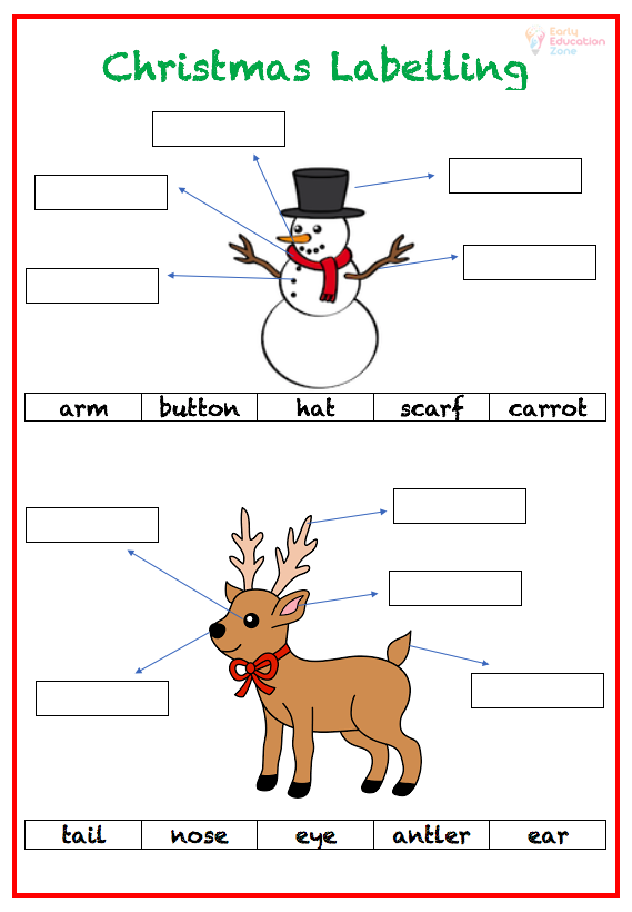 Free Printable Christmas Literacy Worksheets - Early Education Zone