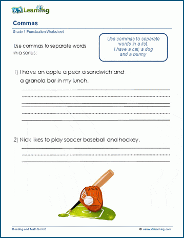 Using commas worksheets | Worsheets library