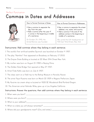 Perfect Punctuation: Commas in Dates and Addresses | Worksheet ...