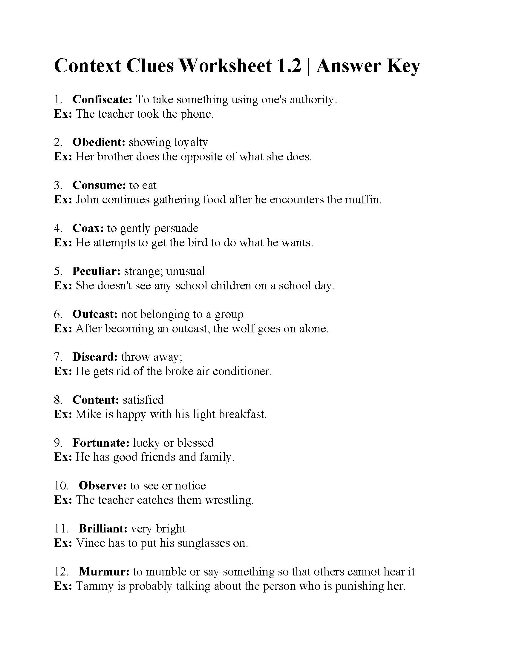 Context Clues Worksheet 1.2 | Reading Activity